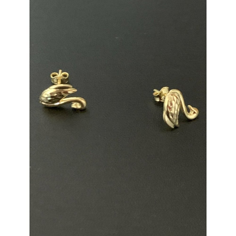 18K Japan Gold  Swan Stud Earrings - Picture 2 of 8